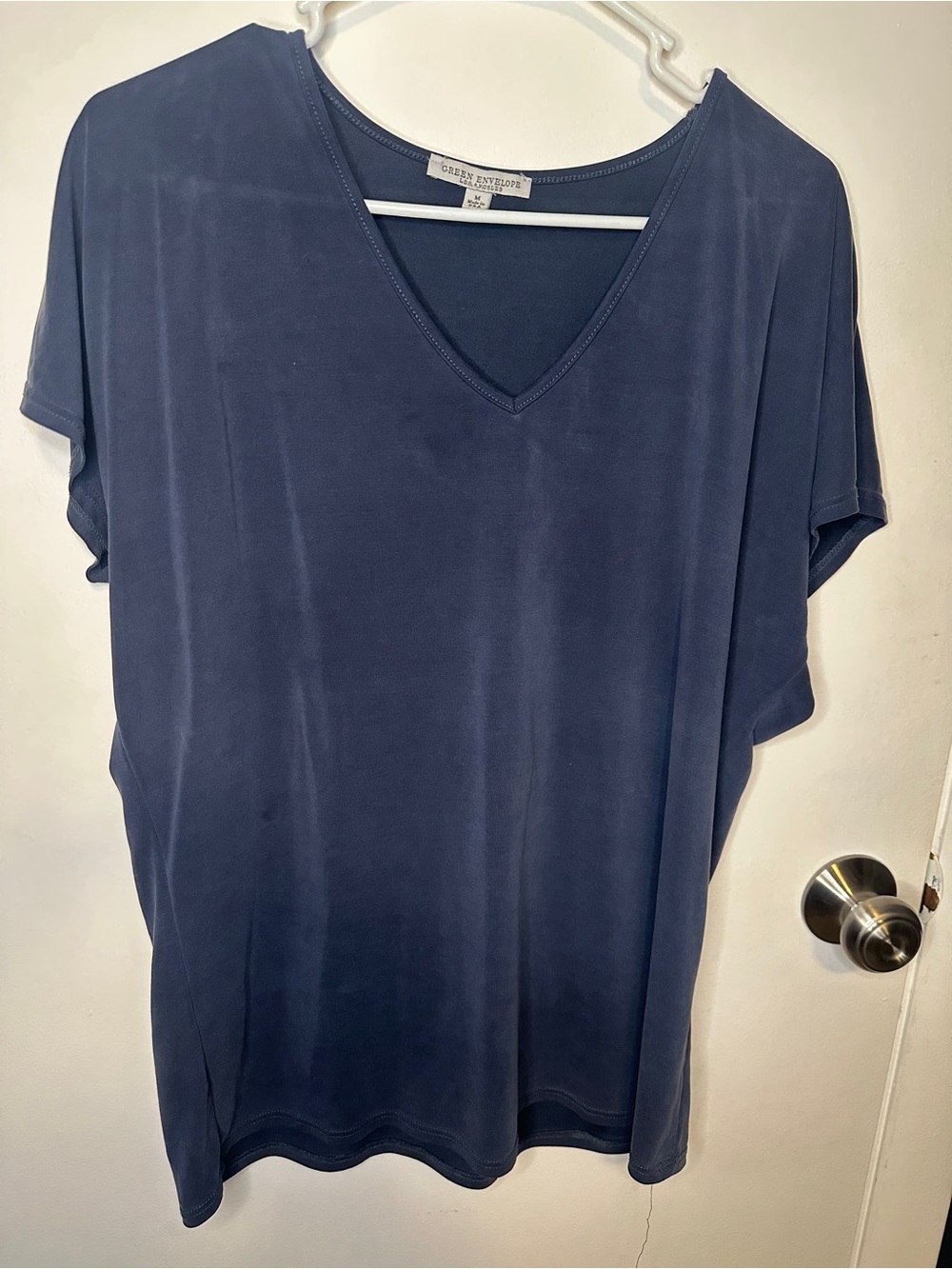 Green Envelope Navy V-Neck Short Sleeve Tee
